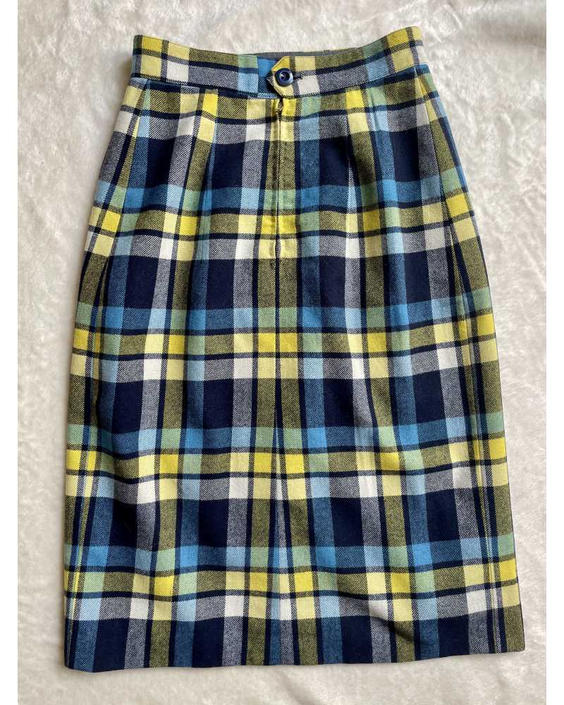 Jupe Droite En Laine écossaise Vintage Mettez Paris - Taille 38 - Multicolore - Occasion TB