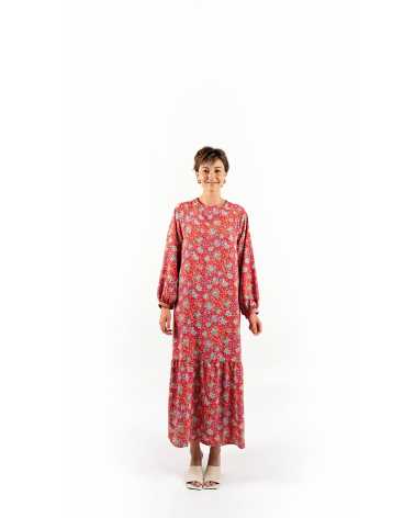 Robe Rouge - Gisèle - Motifs Fleurs - WASSAMATTA - Fripari.fr