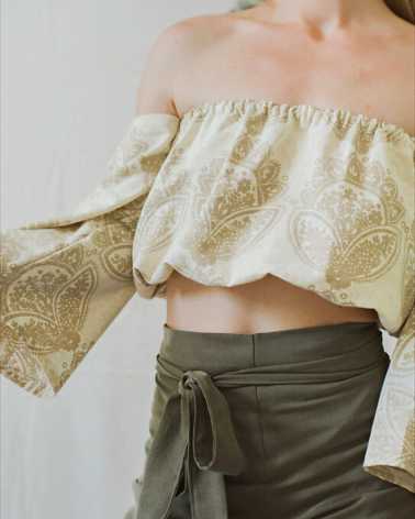 Top Beige Hohemian - Motifs Mandalas - Kurulla Ocean - Fripari.fr