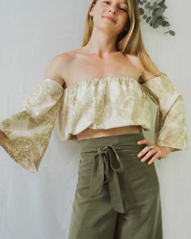 Top Beige Hohemian - Motifs Mandalas - Kurulla Ocean - Fripari.fr