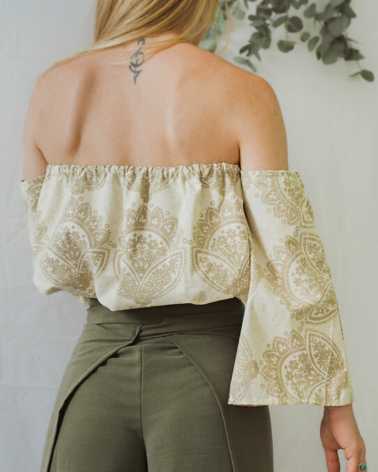 Top Beige Hohemian - Motifs Mandalas - Kurulla Ocean - Fripari.fr