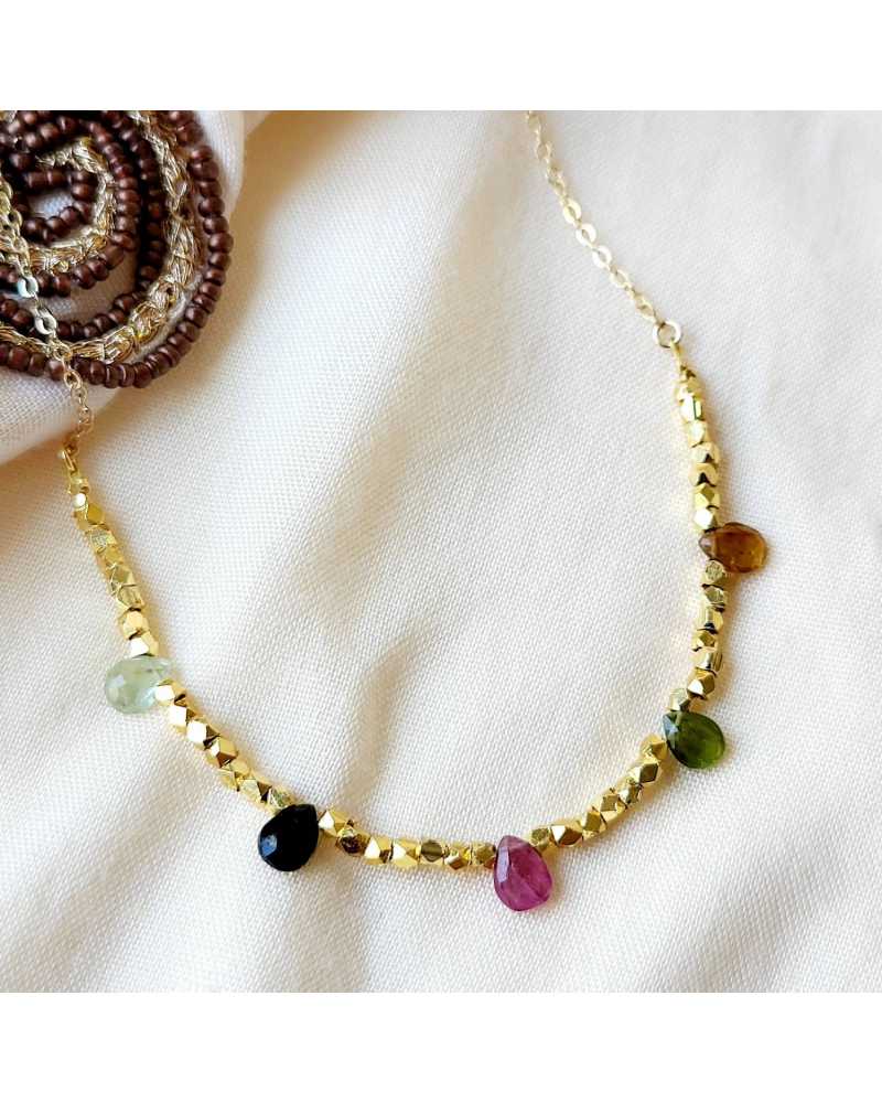 Collier Aura Or & Tourmaline - LILA IN THE SKY - FRIPARI.FR