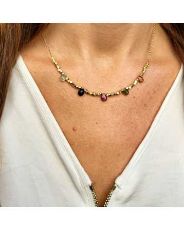 Collier Aura Or & Tourmaline - LILA IN THE SKY - FRIPARI.FR