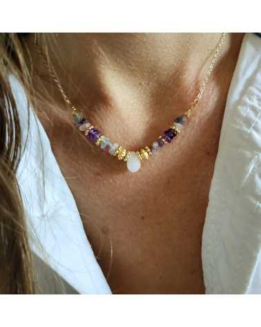 Collier de Clarté en Fluorite - LILA IN THE SKY - FRIPARI.FR